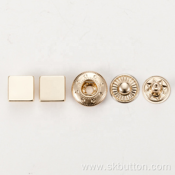 shiny golden square shape press metal snap buttons